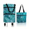 1pc Reusable Shopping Bag With Wheels, Large Capacity Foldable Shopping Bag, Multifunctional Luggage Storage Bag Shopping Cart