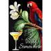 It s 5 O clock Somewhere Parrot Floral Drinks Decoration Summer Garden Flag Funny Holiday Party Beach Outdoor Yard Flag 12 x 18