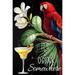 It s 5 O clock Somewhere Parrot Floral Drinks Decoration Summer House Flag Funny Holiday Party Beach Outdoor Yard Flag 28 x 40