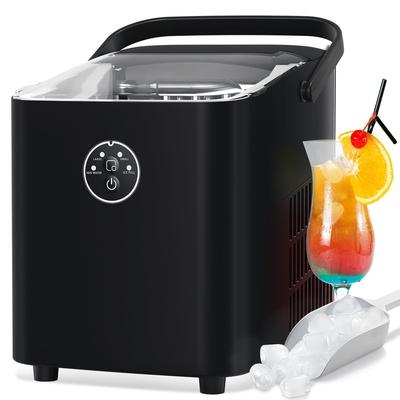 Countertop Ice Maker, 26.5 Lbs/24 H, Makes 8 Ice Cubes in 6-8 Minutes, Self-Cleaning Function, Low Noise, Come with Handle