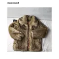 Mauroicardi-Manteau en fausse fourrure de raton laveur pour homme veste moelleuse manches longues