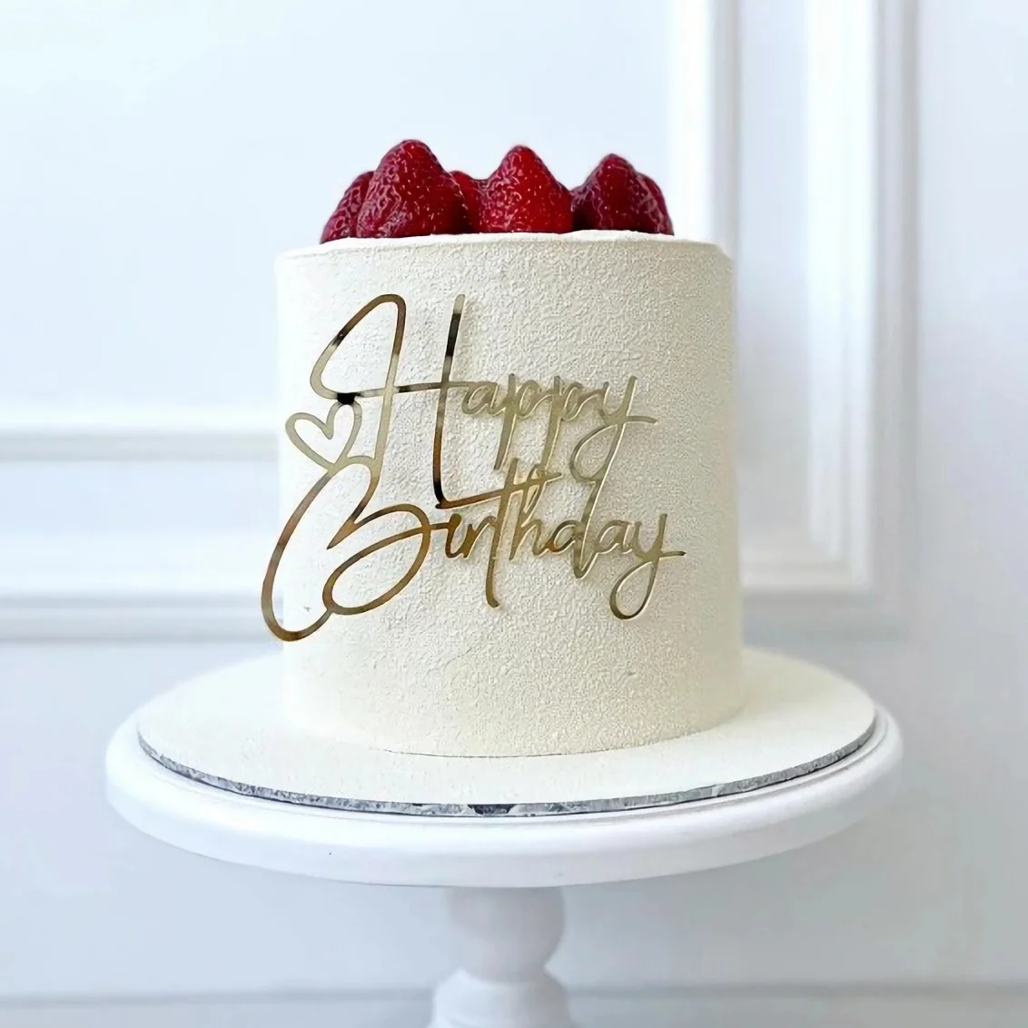 Nuovi Toppers per torta di buon compleanno Oro acrilico Compleanno ragazza Bambini Festa di compleanno Topper per torta Decorazione per dessert Regalo per baby shower