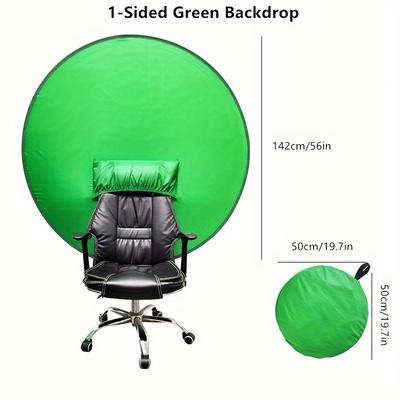 Green Backdrop Portable Webcam Background Folding Round Green Screen Chair Backdrop For Home Video Conference Live Streaming Broadcast