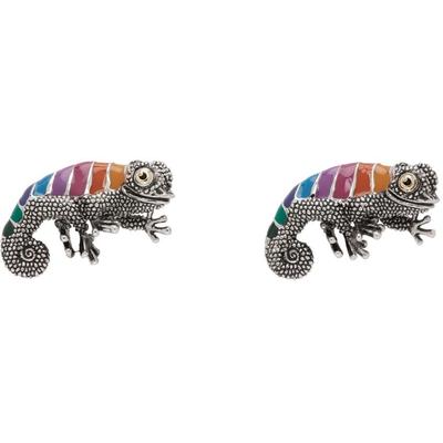 Multicolor Stripe Chameleon Cuff Links - Black - P...