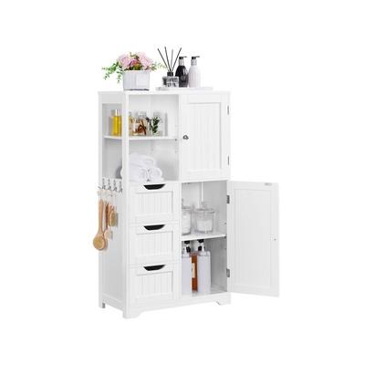 Badezimmerschrank Badkommode Unterschrank Badschrank mit Schubladen & Ablagefächer & Haken & Image