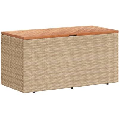 Vidaxl - Gartentruhe Beige 110x50x54 cm Poly Rattan Akazienholz Image