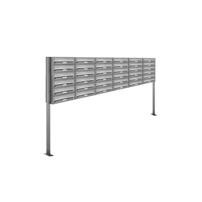AL Briefkastensysteme 36 Fächer Premium Edelstahl Stand Briefkasten Anlage für Post A4 modern, robust, wetterfest, Artikelnummer: 132V36S6 Image