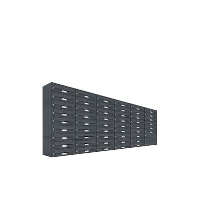 AL Briefkastensysteme 51 Fach Premium Wand Briefkasten Anlage in RAL 7016 Anthrazit Grau, Post A4, robust, wetterfest, Artikelnummer: 132P51EA6P7016 Image