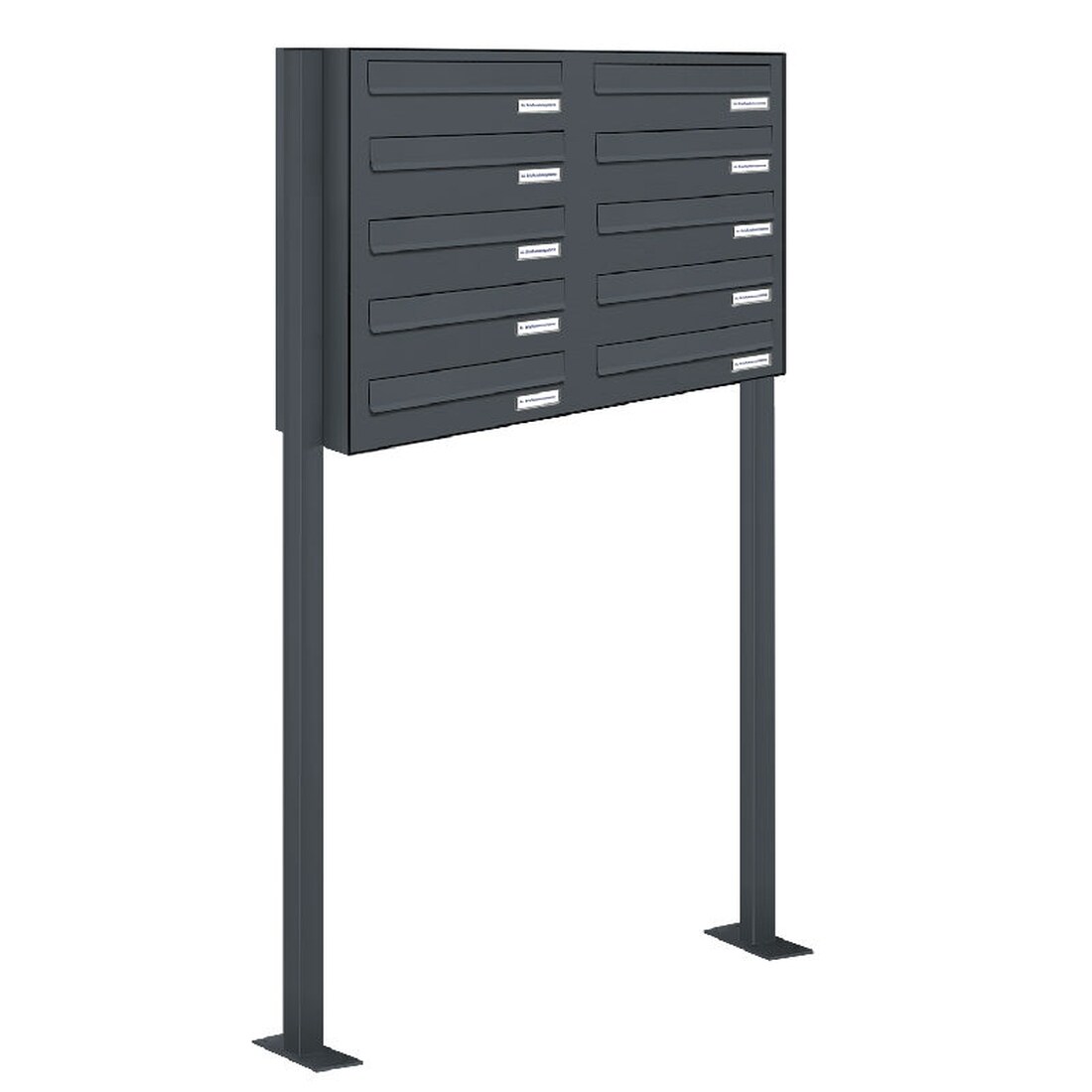 AL Briefkastensysteme 10 Fächer Premium Stand Briefkasten Anlage RAL 7016 Anthrazit Grau, Post A4, robust, wetterfest, Artikelnummer: 132P10DZS2P7016 Image