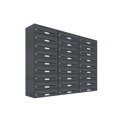 AL Briefkastensysteme 27 Fächer Premium Wand Briefkasten Anlage in RAL 7016 Anthrazit Grau, Post A4, robust, wetterfest, Artikelnummer: 132P27EA3P7016 Image