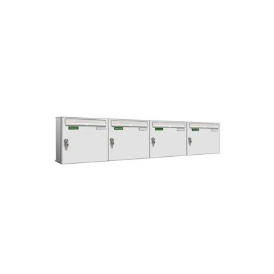 AL Briefkastensysteme 4 x Basic Wand Briefkasten RAL Farbe 9016 Verkehrs Weiss für Post A4, wetterfest, Artikelnummer: 431P4EA4P9016 Image