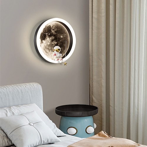 led wandleuchten wandleuchte wandleuchte dekor astronaut mond muster wandleuchten für kinder jungen kinder schlafzimmer wohnzimmer hintergrund Image