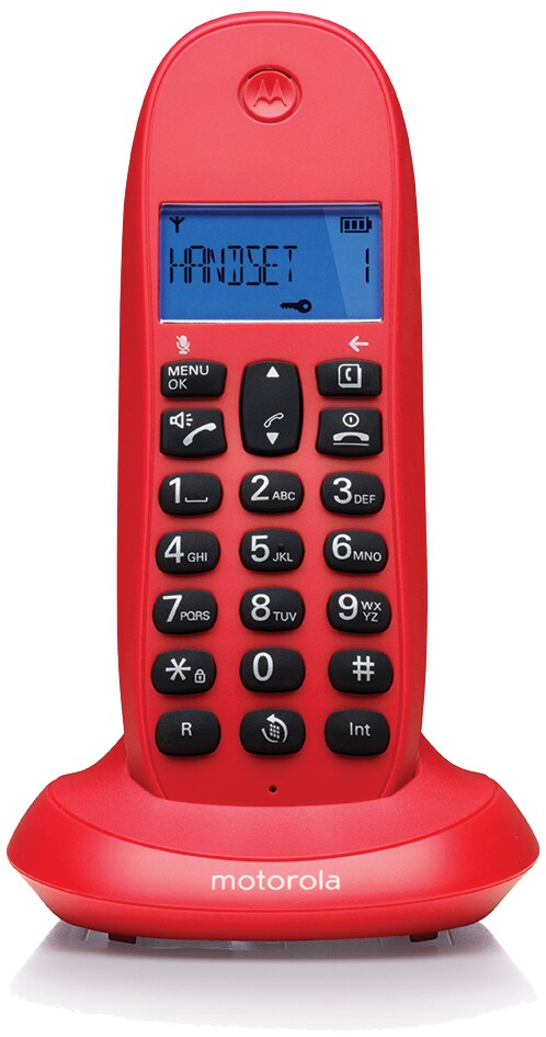 Motorola C1001CEREZA DECT-Telefon, Anrufer-ID, Freisprechen, 50 Kontakte, beleuchtetes Display – Kirschrot Image