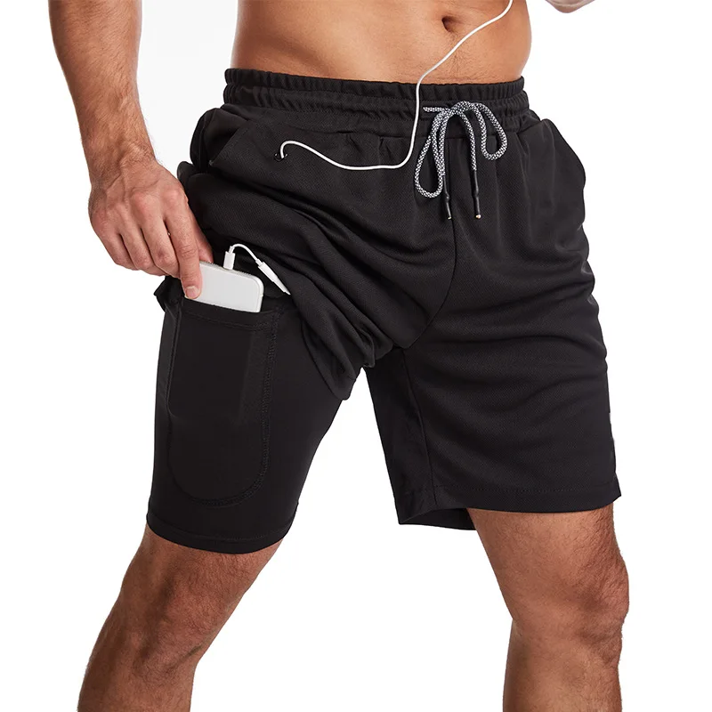 GITF – short de Fitness 2 en 1 pour hommes, 7 pouces, séchage rapide, entraînement, course lente, Fitness, Gym