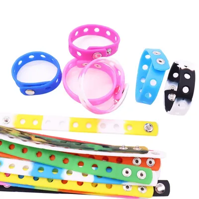 50pcs Wholesale 18cm Silicone Rainbow Color Wristbands Bracelets With the Holes Fit Decoration