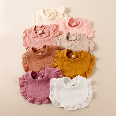 8pcs Newborn Cotton Ruffle Bibs Kids Feed Drool Bibs Toddler Cute Salive Towel Hot Sale Baby Burp