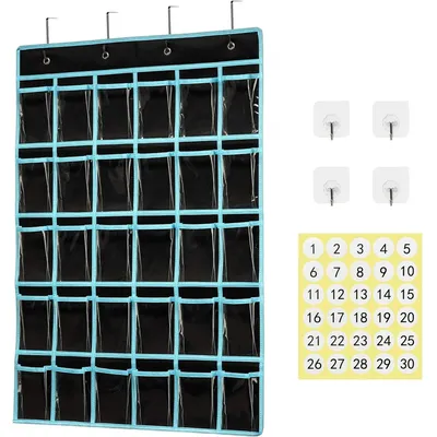 30 Pocket Hanging Cell Phone Organizer Storage Classroom Pocket Chart for Cellphone Calculator