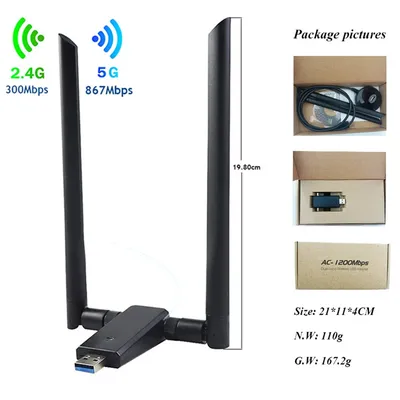 1200Mbps MT7612 WIFI Adapter USB 3.0 Wireless Adapter Dual band 5GHz 802.11ac Wifi Dongle support