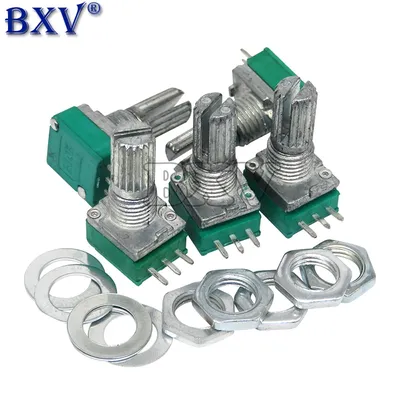 5PCS/LOT RK097N 5K 10K 20K 50K 100K 500K B5K With A Switch Audio 3Pin Shaft 15mm Amplifier Sealing