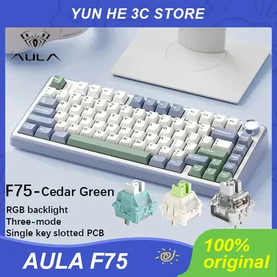 AULA F75 Mechanical Keyboard 2.4G Wireless/Bluetooth/Wired RGB PBT 75% Layout OEM Profile Gasket