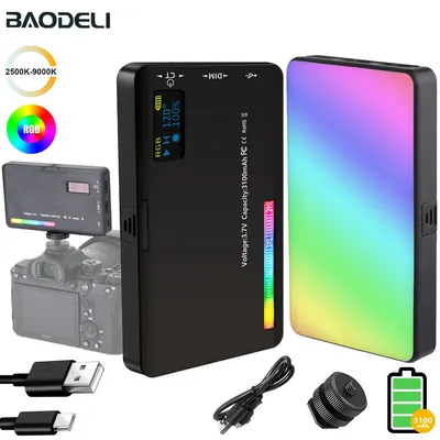 LED RGB Camera Light Full Color Output Video Light Kit Dimmable 2500K-9000K Bi-Color Panel Light CRI