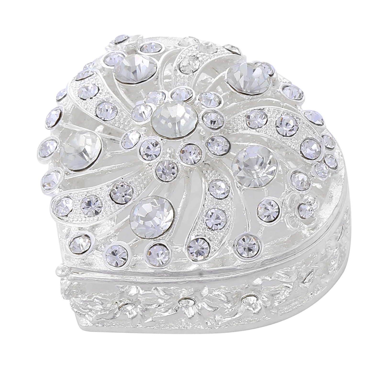 Silve Heart Shaped Jewelry For Women Luxury Decoration Jewellery Case With Rhinestone Wedding Gift To Bride Collection Box