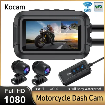 Dual 1080P Motorcycle DVR Full Body Waterproof Moto Camera WiFi GPS Dash Cam Front Rear Driving