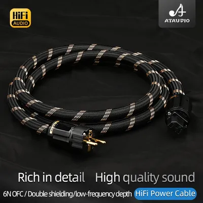 ATAUDIO 6N OFC HiFi Power Cable for Amplifier Power Filter High-end Double Shielding Noise Free with