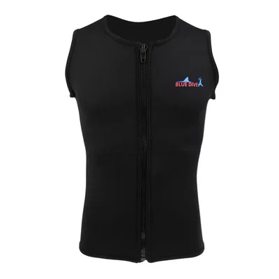 Swimming Wetsuit Vest Mens 2mm Black Neoprene Zip Up Jacket Top-XXL