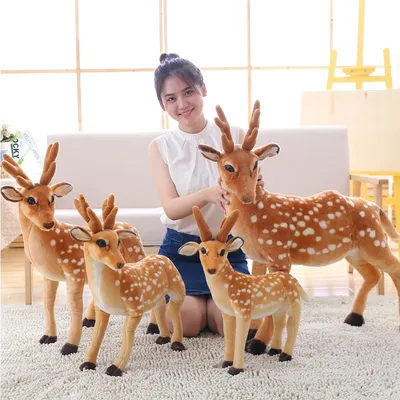 50/60/75/90cm Stuffed Plush Animal Deer Toy Kids Doll Teaching Prop Toy Children's Birthday Gift Simulation Sika Deer Plush Toy