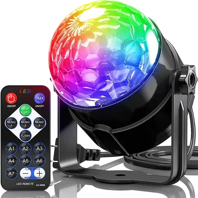 Sound Activated LED Stage Disco Light Rotating DJ Ball With Remote Control Color Party Atmosphere