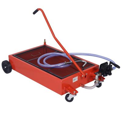 Portable Oil Drain Pan Low-Profile Oil Drain Tank with Hand Pump Large Capacity Truck Oil Change Pan