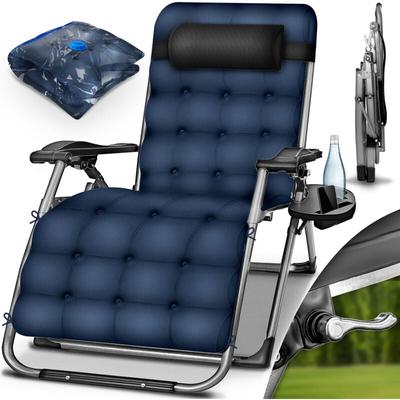 Tillvex - Liegestuhl klappbar bis 200 kg Navyblau Sonnenliege wetterfest für Balkon, Garten & Image