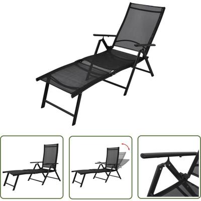 Prolenta Premium - The Living Store Sonnenliege Klappbar Aluminium Schwarz - Gartenliege Image