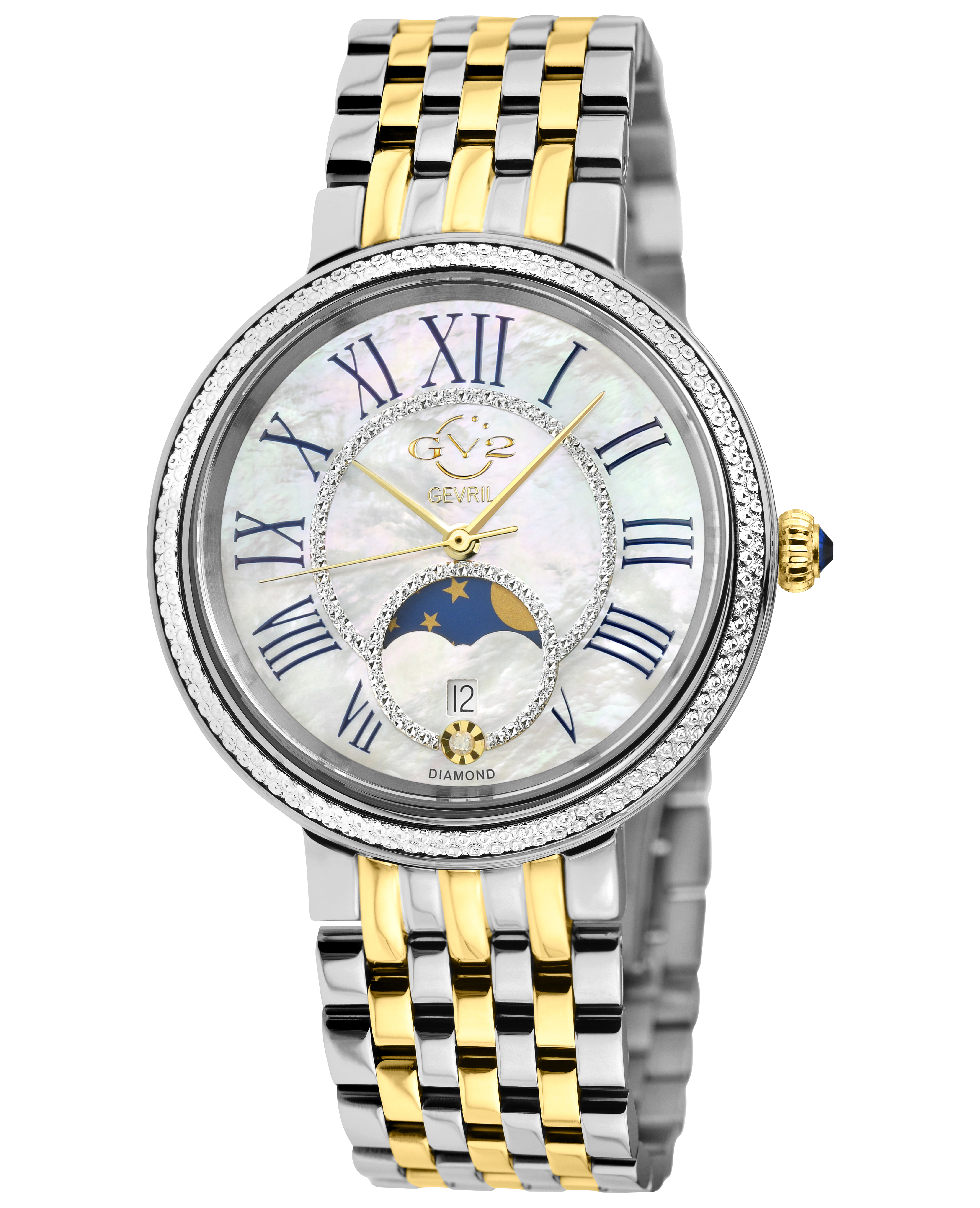 Gv2 Womens Genoa SS Silver Case, White Mop Dial, Two Tone Stainless Steel Watch - Silver & Gold - One Size | Gv2 Sale | Discount Designer Brands