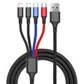 Cavo USB 4 in 1 per iPhone Cavo USB 3 in 1 da USB A a Micro USB/tipo C/8 pin Cavo di ricarica veloce 3a per Huawei Samsung Xiaomi