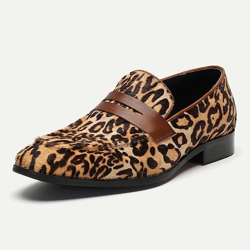 Per uomo Mocassini e Slip-Ons Stampa scarpe Mocassini di vestito Di pelle Pelle bovina pieno fiore italiana Comodo Antiscivolo Mocassino Giallo-marrone