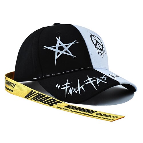 Herren Cap Basecap Sonnenhut Kappe Schwarz Weiß Baumwolle Modisch Brautkleider schlicht Strasse Täglich Stern Einstellbar Sonnenschutz Atmungsaktiv Image