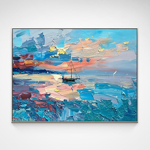 Ölgemälde handgemachte handgemalte Wandkunst moderne Seelandschaft Sonnenaufgang abstraktes Bild Hauptdekoration Dekor gerollte Leinwand kein Rahmen ungedehnt Image