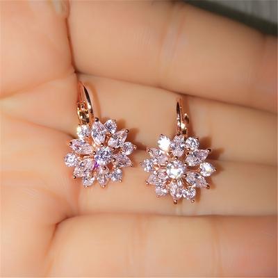 1pair Of Sparkling And Fashionable Flower Crystal ...