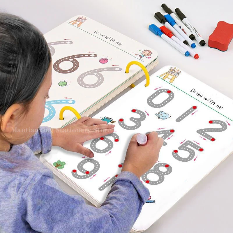 Magische Verfolgung Arbeitsbuch Kontrolle Trainings buch wieder verwendbare magische Praxis Heft Kinder Montessori Zeichnung Bildungs bücher Image