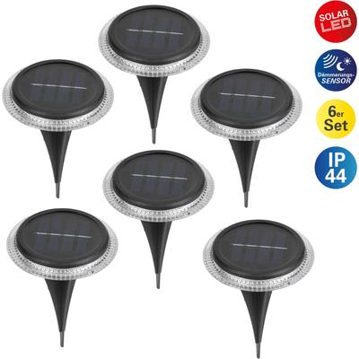 LED Solarleuchte NÄVE "6er Set Solar-Boden-Erdspießleuchte", schwarz (schwarz, transparrent), B:11,20cm H:11,00cm L:11,0