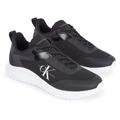 Sneaker CALVIN KLEIN JEANS "EVA RUNNER LOW LACE ML MIX", Herren, Gr. 45, schwarz-weiß (schwarz, weiß), Polyester, sportlich, Schuhe, Freizeitschuh, Halbschuh, Schnürschuh, mit CK-Logoemblem