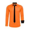 Langarmhemd RUSTY NEAL, Herren, Gr. M, EURO-Größen, orange, 60% Baumwolle, 37% Polyester, 3% Elasthan, unifarben, casual, Langarm, Hemden, mit Krawatte