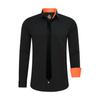 Langarmhemd RUSTY NEAL, Herren, Gr. XXL, EURO-Größen, orange (schwarz, orange), 60% Baumwolle, 37% Polyester, 3% Elasthan, unifarben, casual, Langarm, Hemden, mit Krawatte