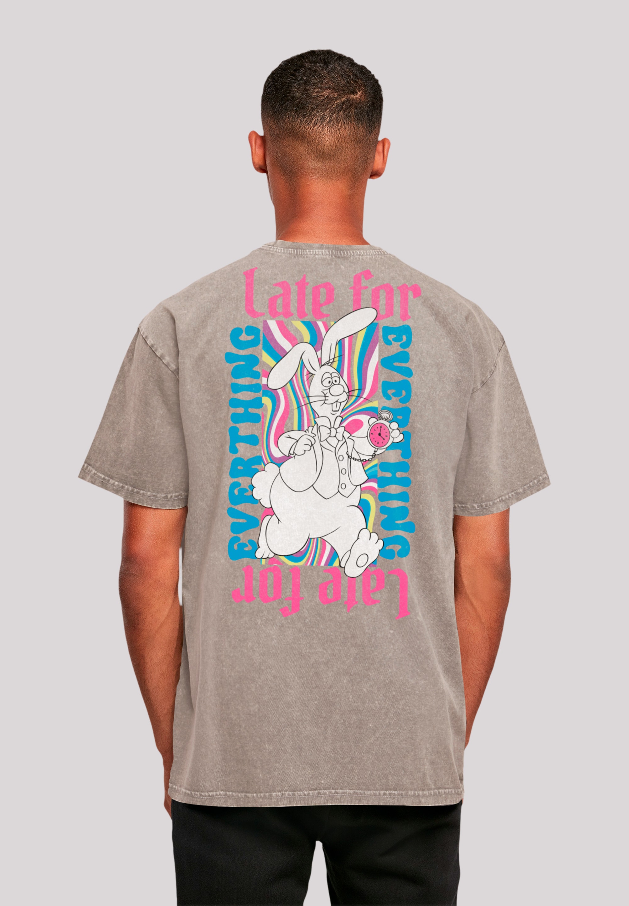T-Shirt F4NT4STIC "Alice im Wunderland", Herren, Gr. 4XL, grau (asphalt), Obermaterial: 100% Baumwolle, oversize, Rundhals, ohne Bündchen, Shirts, Nostalgie, Retro Print, Kinderserie Image
