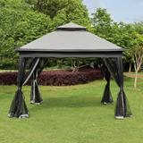 Outdoor 11x 11Ft Pop Up Gazebo Canopy With Removable Zipper Netting 2-Tier Soft Top Event Tent Suitable For Patio Backyard Garden Camping Area