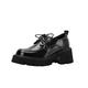 ZXSXDSAX Oxford Shoes Men Lace Up Oxfords Woman Flats Square Toe Thick High Heels Loafers Brogue Platform Shoes Patent Leather Shoes Women Creepers(Color:Schwarz,Size:7.5)