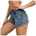 JHLZHS Shorts for Women Gym People Women s High Waisted Hem Distressed Ripped Casual Shorts Shorts for Women Denim Stretchy Shorts for Women with Pockets Plus Size