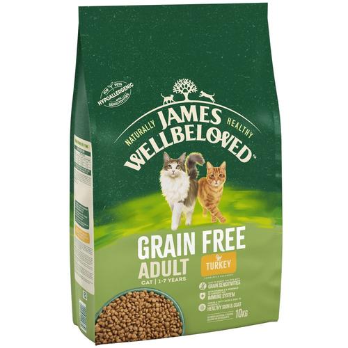 Sparpaket: 2x10kg James Wellbeloved Adult Cat Grain Free Truthahn Trockenfutter